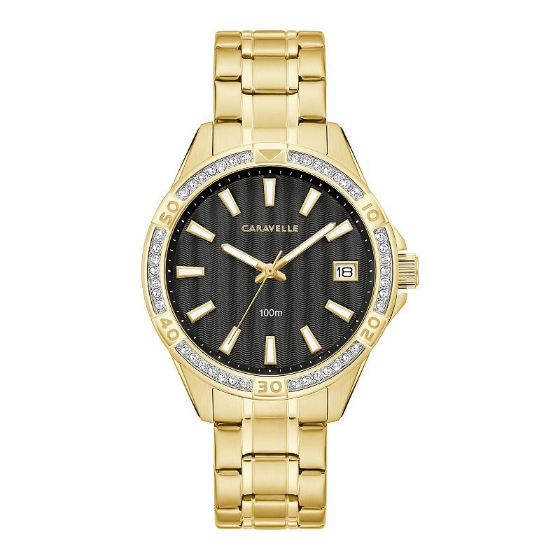 Caravelle by Bulova Women's Aqualuxx Crystal Accent Gold Tone Bracelet Watch - 44M116, Size: Medium