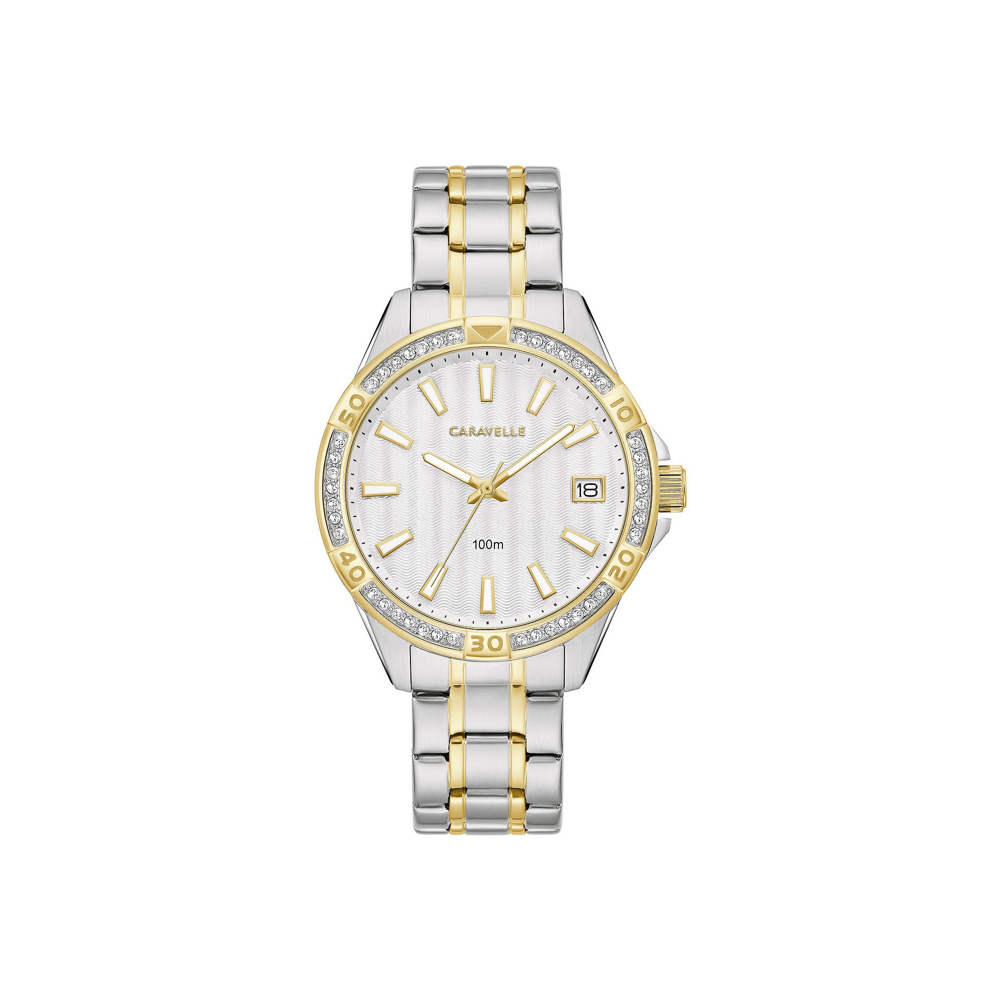 Caravelle by Bulova Womens Aqualuxx Two-Tone Crystal Accent Stainless Stee