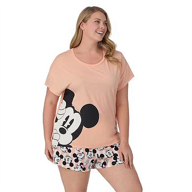 Disney's Mickey Mouse Plus Size Cap Short Sleeve Pajama Tee & Pajama Shorts Set