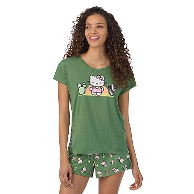 Women's Hello Kitty Cap Short Sleeve Pajama Tee & Pajama Shorts Set