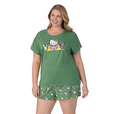 Plus Size Hello Kitty Cap Short Sleeve Pajama Tee & Pajama Shorts Set
