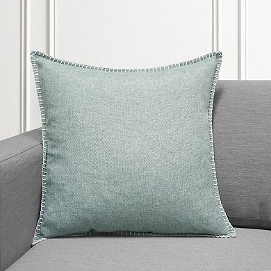 Millihome Blue Faux Linen Whip Stitch Throw Pillow