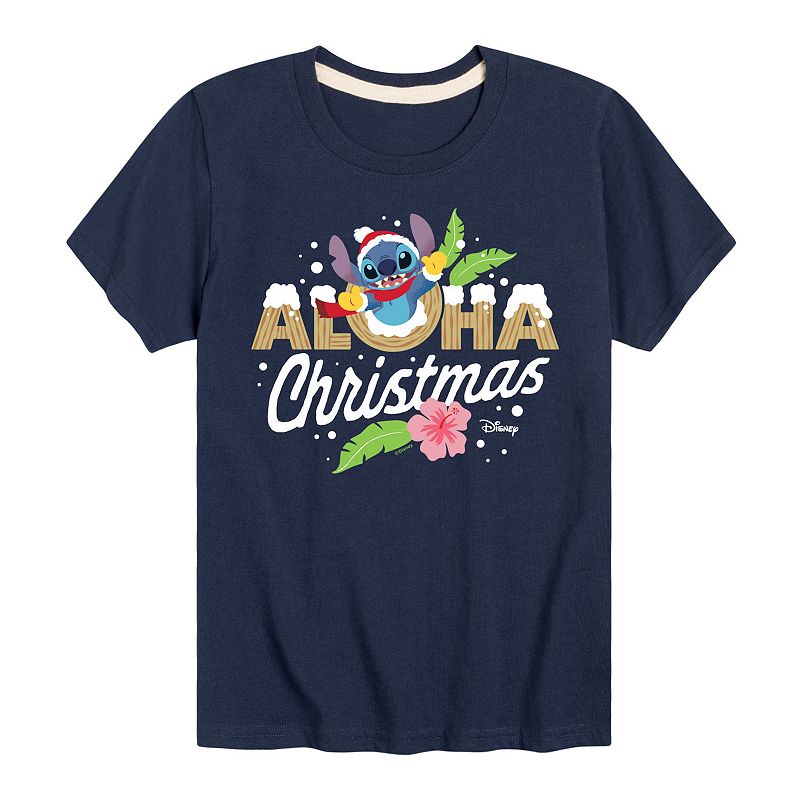 Disney's Lilo & Stitch Aloha Christmas Tee, Boy's, Size: Medium, Blue