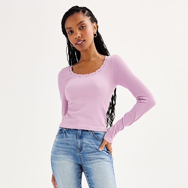 Y&G Seamless Scoop Neck Long Sleeve Top 