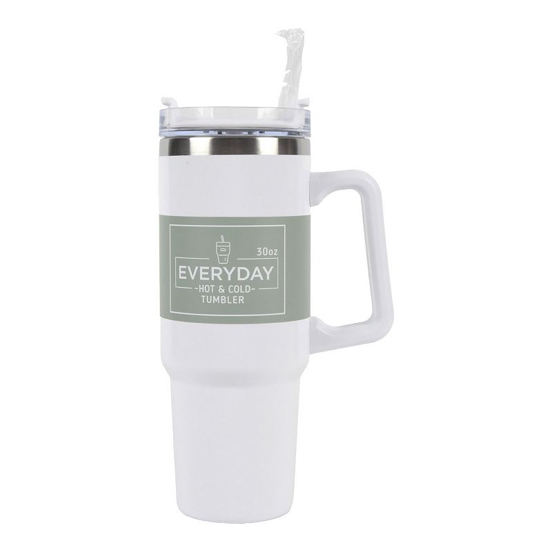 New View Gifts & Accessories Stainless Steel 30-oz. Tumbler with Straw, White