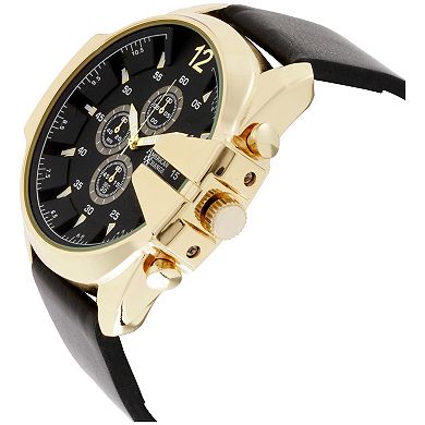 American Exchange Men's Black Analog Watch & Stackable Bracelet Set