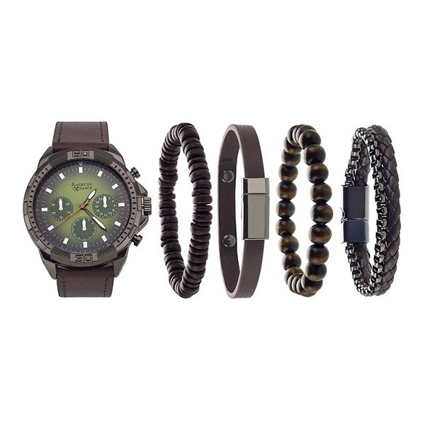 American Exchange Men's Analog 4Piece Watch & Bracelet Set