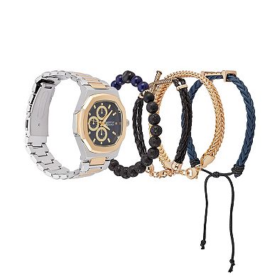 American Exchange Men's Analog Watch & 4-Piece Stackable Bracelet Set