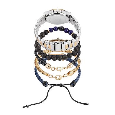 American Exchange Men's Analog Watch & 4-Piece Stackable Bracelet Set
