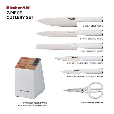 KitchenAid Classic 7-Piece White Two-Tone Block Set