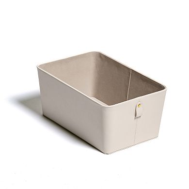 Folden Lane Cream Faux Leather Small Basket