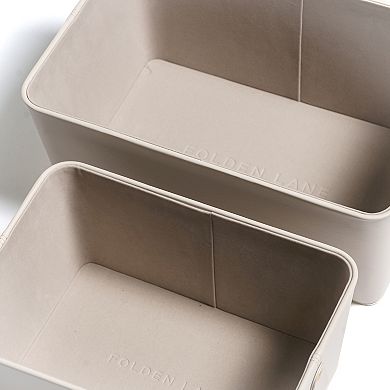 Folden Lane Cream Faux Leather Small Basket