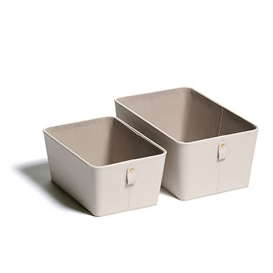 Folden Lane Cream Faux Leather Small Basket