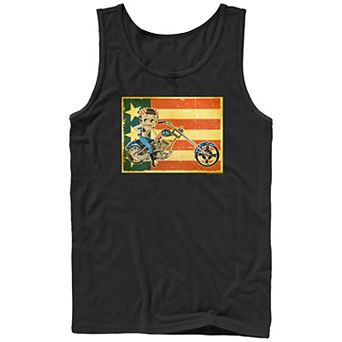 Men's Betty Boop Biker USA Flag Background Graphic Tank Top
