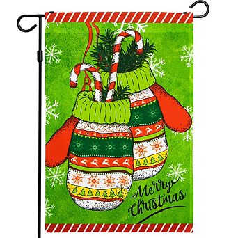 G128 Garden Flag Merry Christmas Mittens