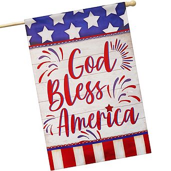 G128 House Flag God Bless America USA Flag Accent 28"x40" Blockout