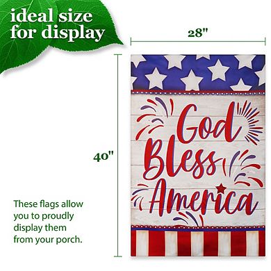 G128 House Flag God Bless America USA Flag Accent 28"x40" Blockout
