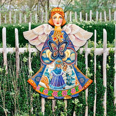 Butterfly Spring Angel 24-Inch Handcrafted Wooden Door Decor by G. Debrekht - Easter Decor