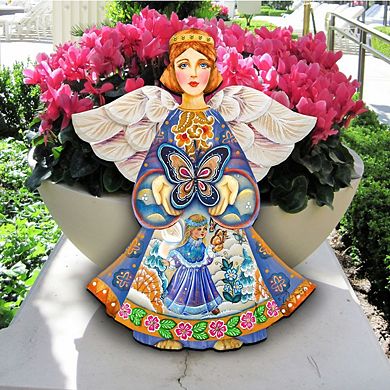 Butterfly Spring Angel 24-Inch Handcrafted Wooden Door Decor by G. Debrekht - Easter Decor