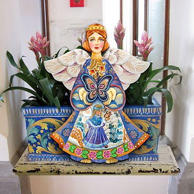 Butterfly Spring Angel 24-Inch Handcrafted Wooden Door Decor by G. Debrekht - Easter Decor