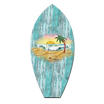 Sunrise Surfboard Coastal 24-Inch Handcrafted Wooden Door Decor by G. DeBrekht - Holiday Decor