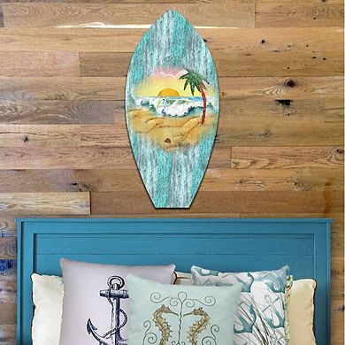 Sunrise Surfboard Coastal 24-Inch Handcrafted Wooden Door Decor by G ...