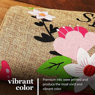 G128 Garden Flag Welcome Spring Flower Wreath and Butterflies 12"x18" Blockout