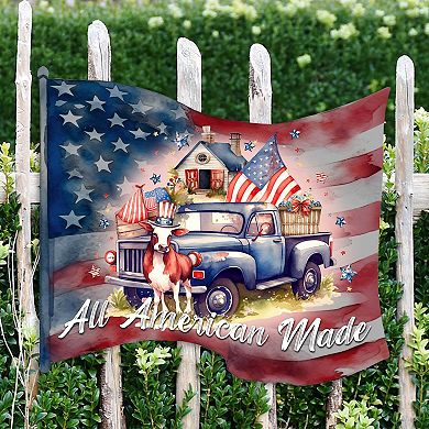American Car Flag - United We Stand 19-Inch Door Décor by G. Debrekht - American Patriotic Décor