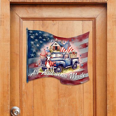American Car Flag - United We Stand 19-Inch Door Décor by G. Debrekht - American Patriotic Décor