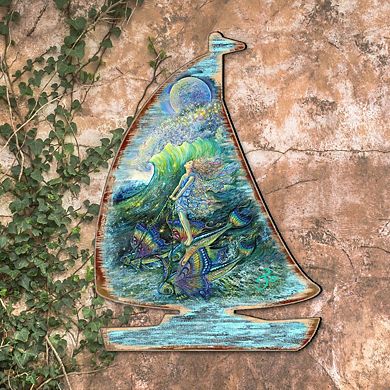 Surfers Dream Coastal 24-Inch Handcrafted Wooden Door Decor by ...