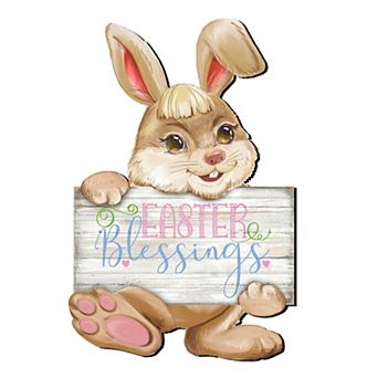 Easter Blessing Bunny Wooden 24-Inch Handcrafted Door Hanger by G. DeBrekht - Spring Decor