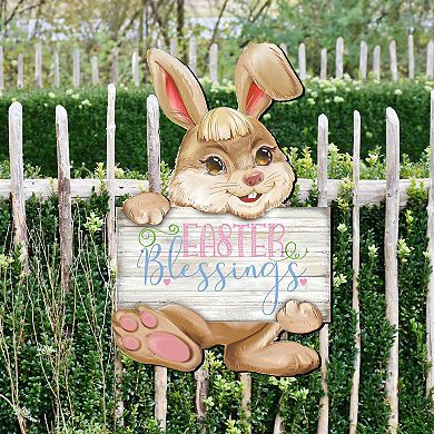 Easter Blessing Bunny Wooden 24-Inch Handcrafted Door Hanger by G. DeBrekht - Spring Decor