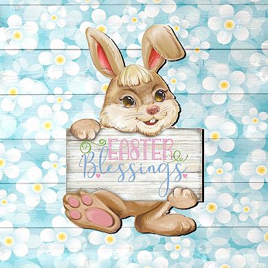 Easter Blessing Bunny Wooden 24-Inch Handcrafted Door Hanger by G. DeBrekht - Spring Decor