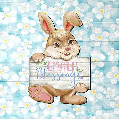 Easter Blessing Bunny Wooden Door Hanger by G. DeBrekht - Easter Spring Decor