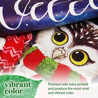 G128 Garden Flag Welcome Cozy Owls with Scarves 12"x18" Blockout