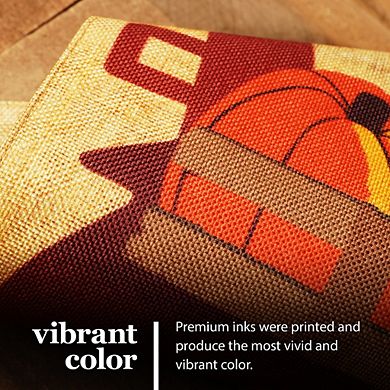 G128 Garden Flag Happy Fall Pumpkins in Truck Bed 12"x18" Burlap