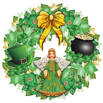 St. Patrick's Day Wreath 24-Inch Handcrafted Wooden Door Decor by G. DeBrekht - Celtic Decor