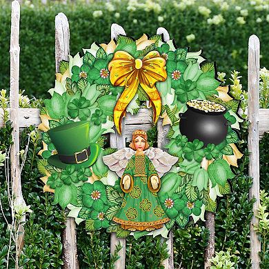 St. Patrick's Day Wreath 24-Inch Handcrafted Wooden Door Decor by G. DeBrekht - Celtic Decor