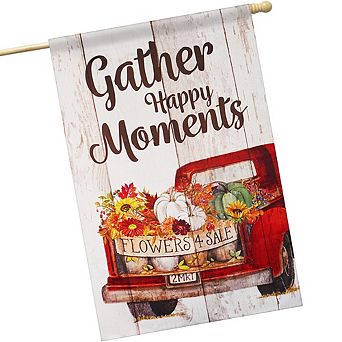 G128 House Flag Gather Happy Moments Flower Truck 28"x40" Blockout