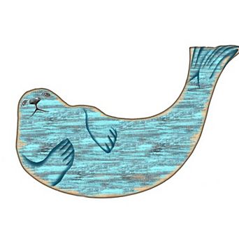 Sea Lion Beach House 24-Inch Handcrafted Wooden Door Decor by G. Debrekht - Coastal Holiday Decor