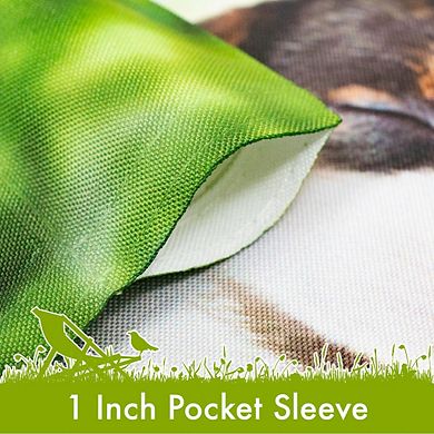 G128 Garden Flag Welcome Sleeping Puppy 12"x18" 150D