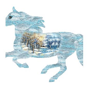 Running Horse Wildlife 24-Inch Handcrafted Wooden Door Decor by G. Debrekht - Holiday Decor