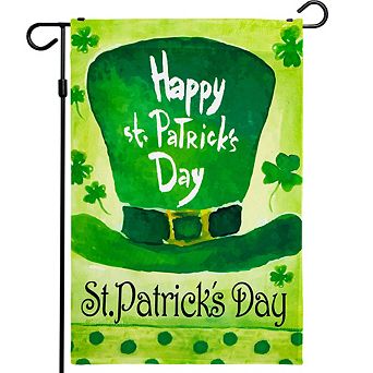 G128 Garden Flag Happy St. Patrick's Day Leprechaun Hat 12"x18" 150D