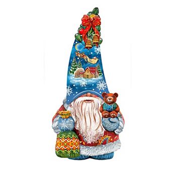 Christmas Gnome Dwarf 24-Inch Handcrafted Wooden Door Decor by G. DeBrekht - Holiday Decor