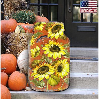 Sunflower Mason Jar 24-Inch Handcrafted Door Decor by G. DeBrekht - Whimsical Thanksgiving Charm