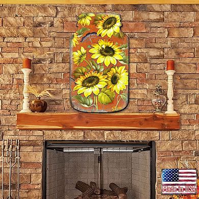Sunflower Mason Jar 24-Inch Handcrafted Door Decor by G. DeBrekht - Whimsical Thanksgiving Charm