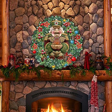Nutcracker's Wreath Gift 24-Inch Handcrafted Wooden Door Decor by G. DeBrekht - Christmas Decor