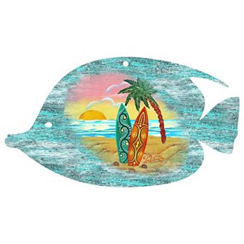 Fish Coastal 24-Inch Handcrafted Wooden Door Hanger & Wall Art by G. DeBrekht Se-Life Holiday Decor