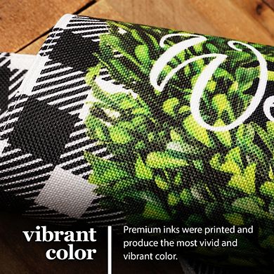 G128 Garden Flag Welcome Wreath 12"x18" Burlap