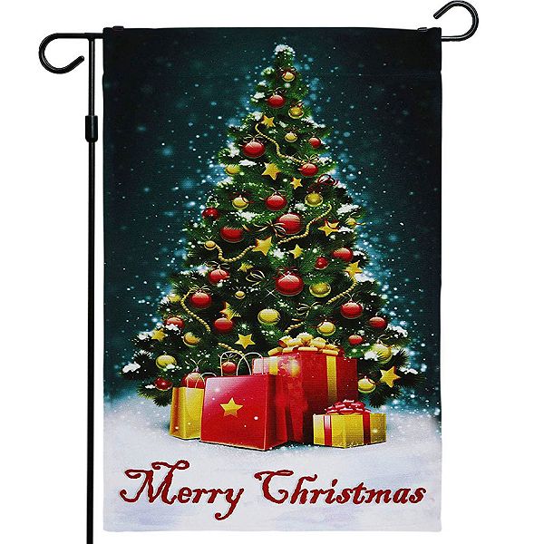 G128 Garden Flag Merry Xms, Tree with Gifts